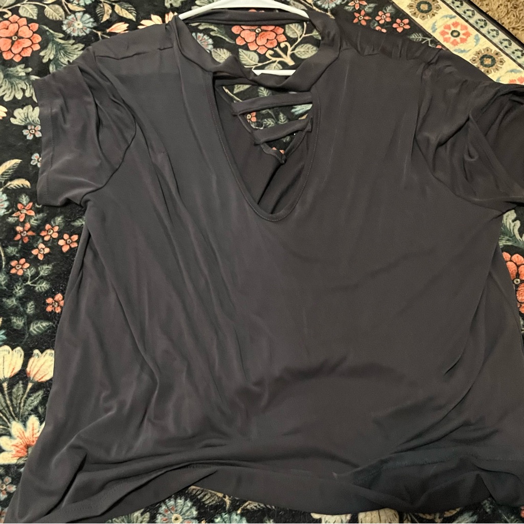 Zenobia Black Short Sleeve Top With Cut-Out Design